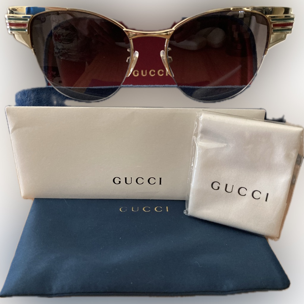 Gucci Sunglassesauthentic Gold Frame Gray Cat Eye Lenses Gg0521s